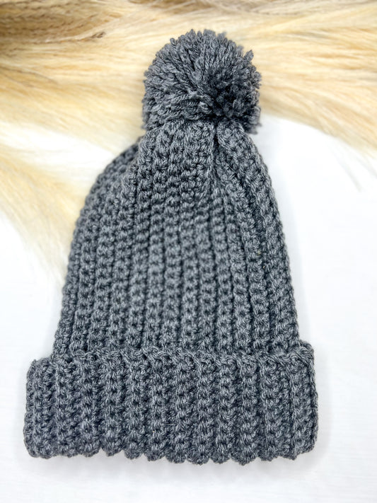 Toddler Crochet Hat- Grey