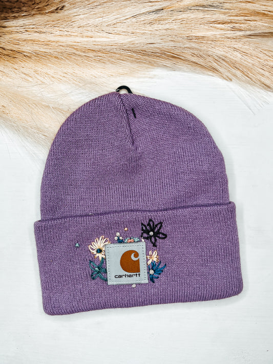 Embroidered Carhartt Beanie - Purple