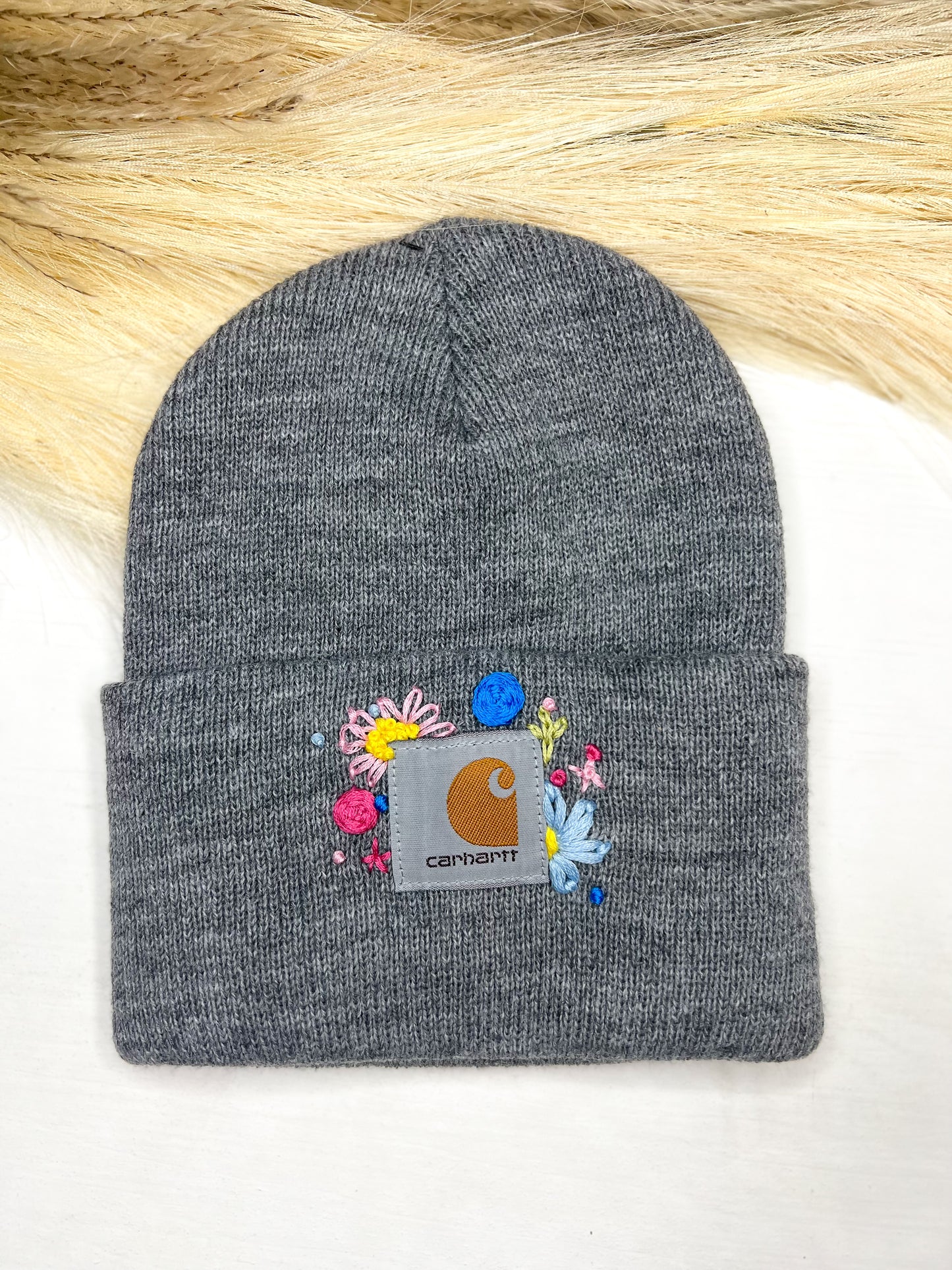 Embroidered Carhartt Beanie - Light Grey