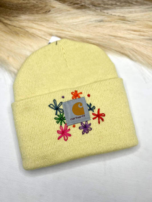 Embroidered Carhartt Beanie - Yellow