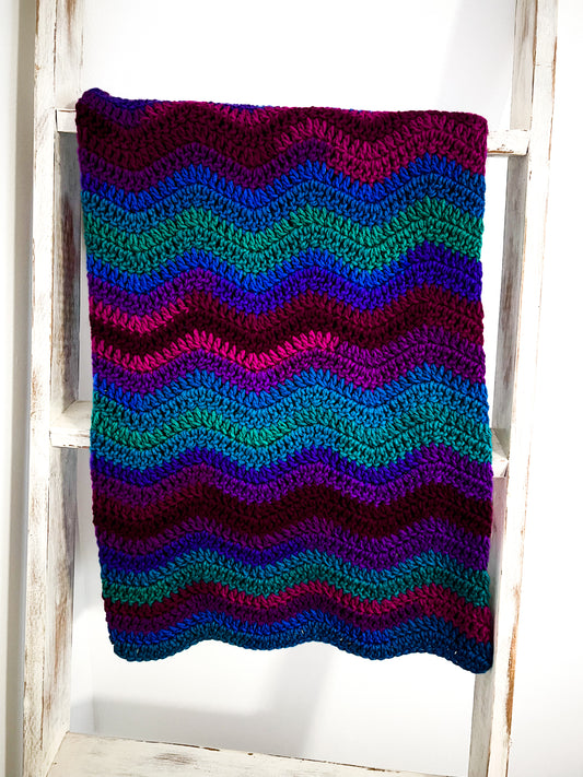 Crochet Blanket- Purple/Blue/Pink