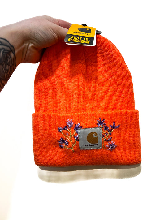 Embroidered Carhartt Beanie- Orange